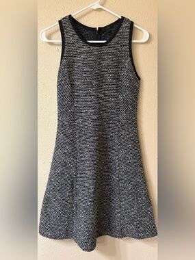 J. Crew Black and White Textured Knit Fit-and-Flare Dress